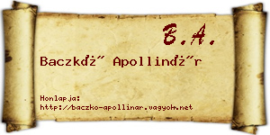 Baczkó Apollinár névjegykártya